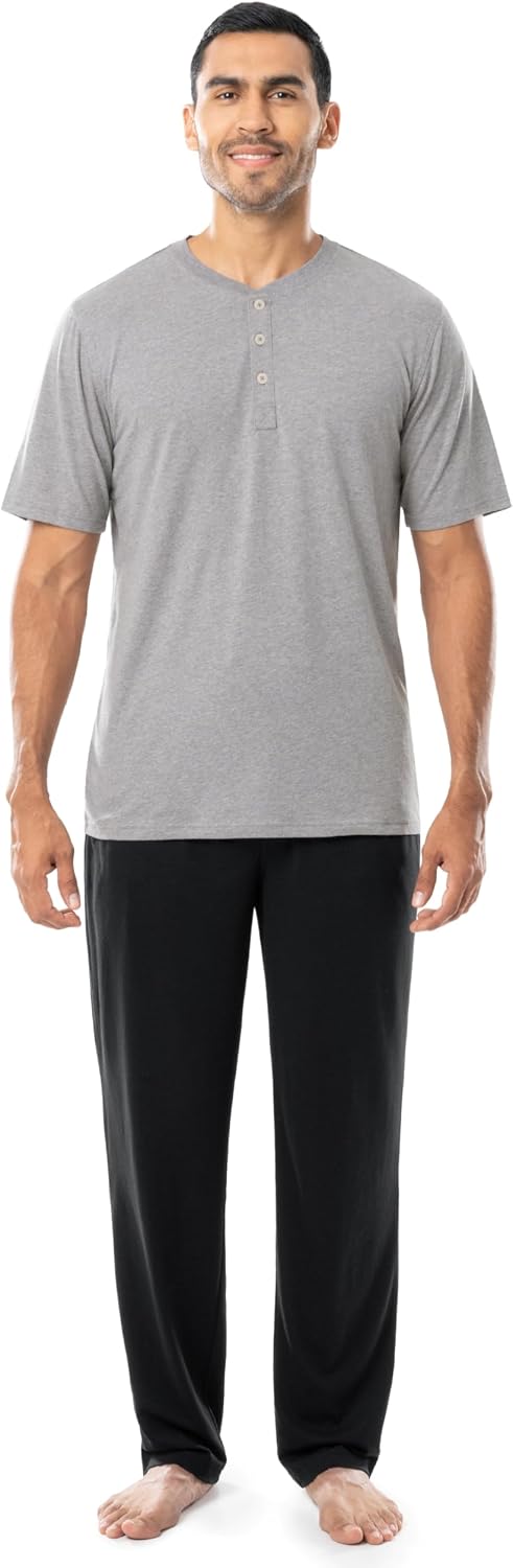 Fruit of the Loom mens 2-piece Jersey Knit Pajama Set