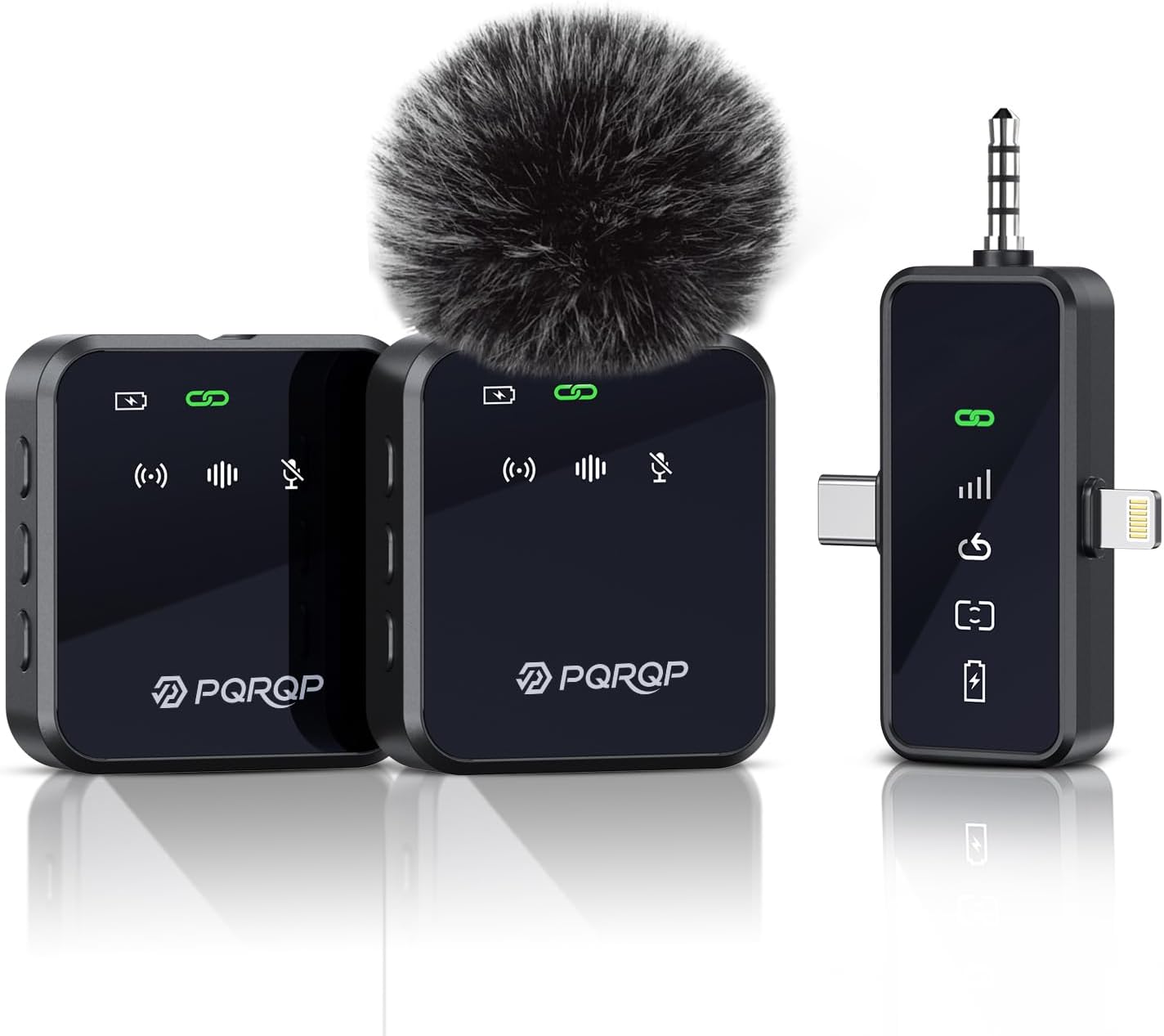 PQRQP 3 in 1 Microphone for iPhone Android & Camera-Ebony Black