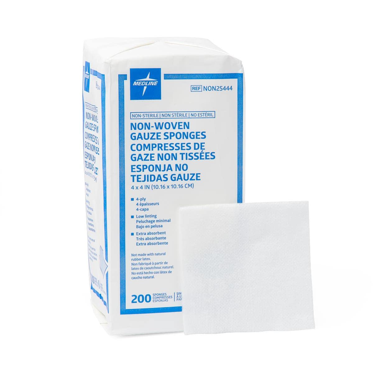Medline - NON25444 Avant Gauze, Non-Woven and Non-Sterile Sponges, 4 X 4 Inch, 200 Count