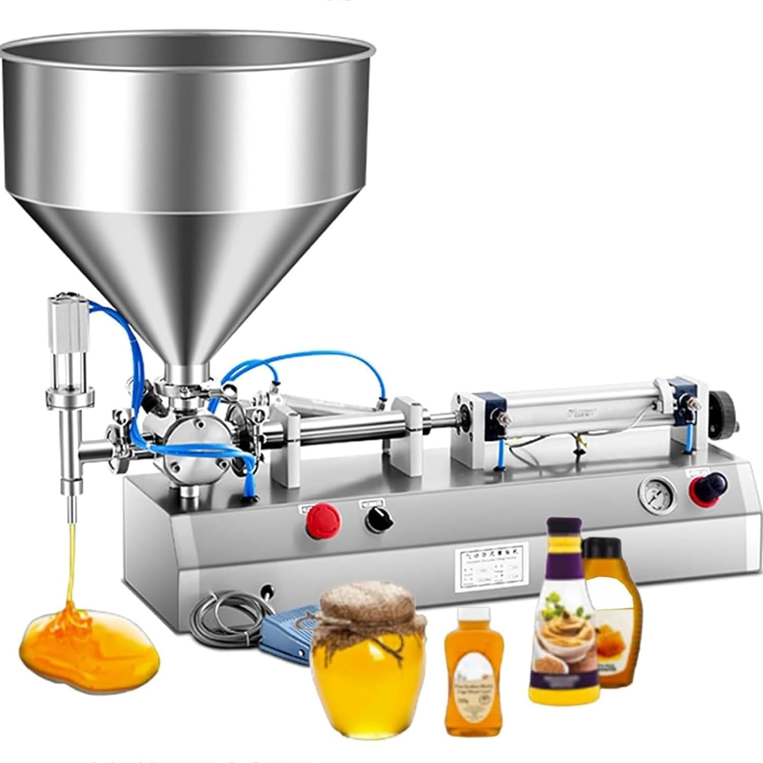 Liquid and Paste Filling Machine, Manual Liquid Filling Machine, 40-1500ml Pneumatic Piston Filler Semi-Automatic Paste Dispenser for Oil Cream Lotion Honey,40ML