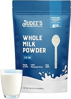 Judee's Gluten Free Pure Whole Milk Powder - Non-GMO, No rBST Hormones, Gluten-Free, Nut-Free - Pantry Staple, Baking Ready, Easy to Store & Shelf Stable - Made in USA - 1.5 lb (24oz) Powdered Milk