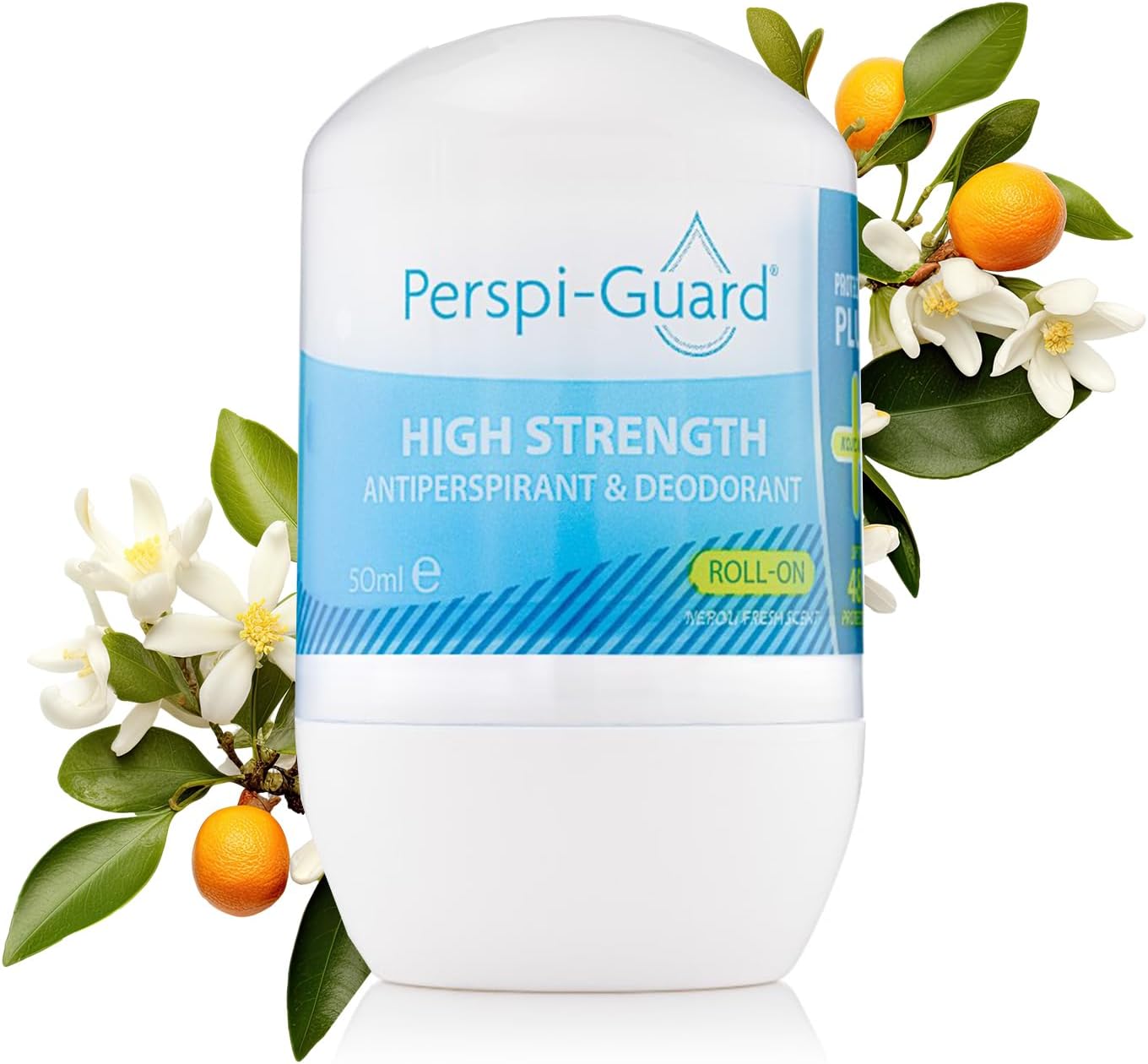 Perspi-Guard Strong Antiperspirant and Roll-On Deodorant with Neroli – 48-Hour Scented Deodorant for Men and Women to Prevent Sweating and Odours w/Aloe Vera and Kojic Acid