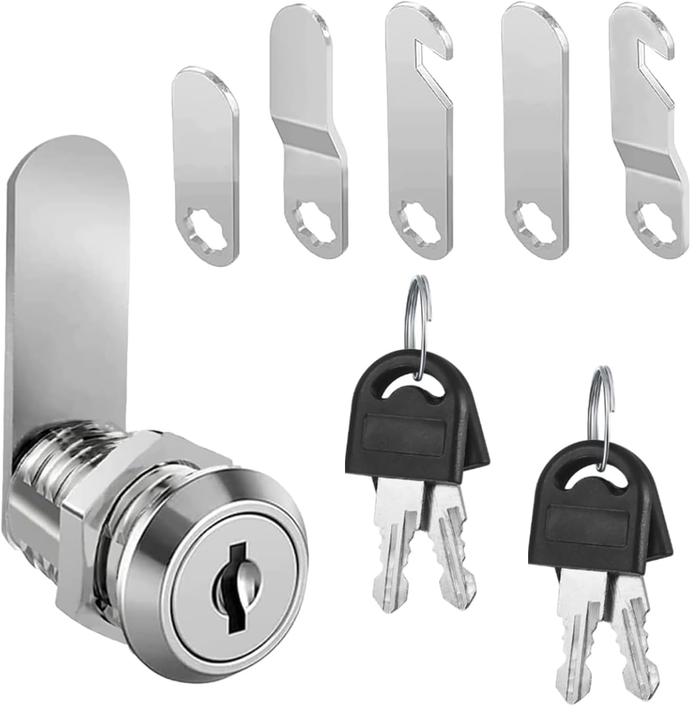 Universal Cabinet Lock, Multi-Purpose Cam Lock Including 5 Locks Plate 4 Keys,Durable Multi-Function Letterbox Locker Locks for Cabinet, Cupboard, Mailbox, Drawer, Furniture Door & Post Box