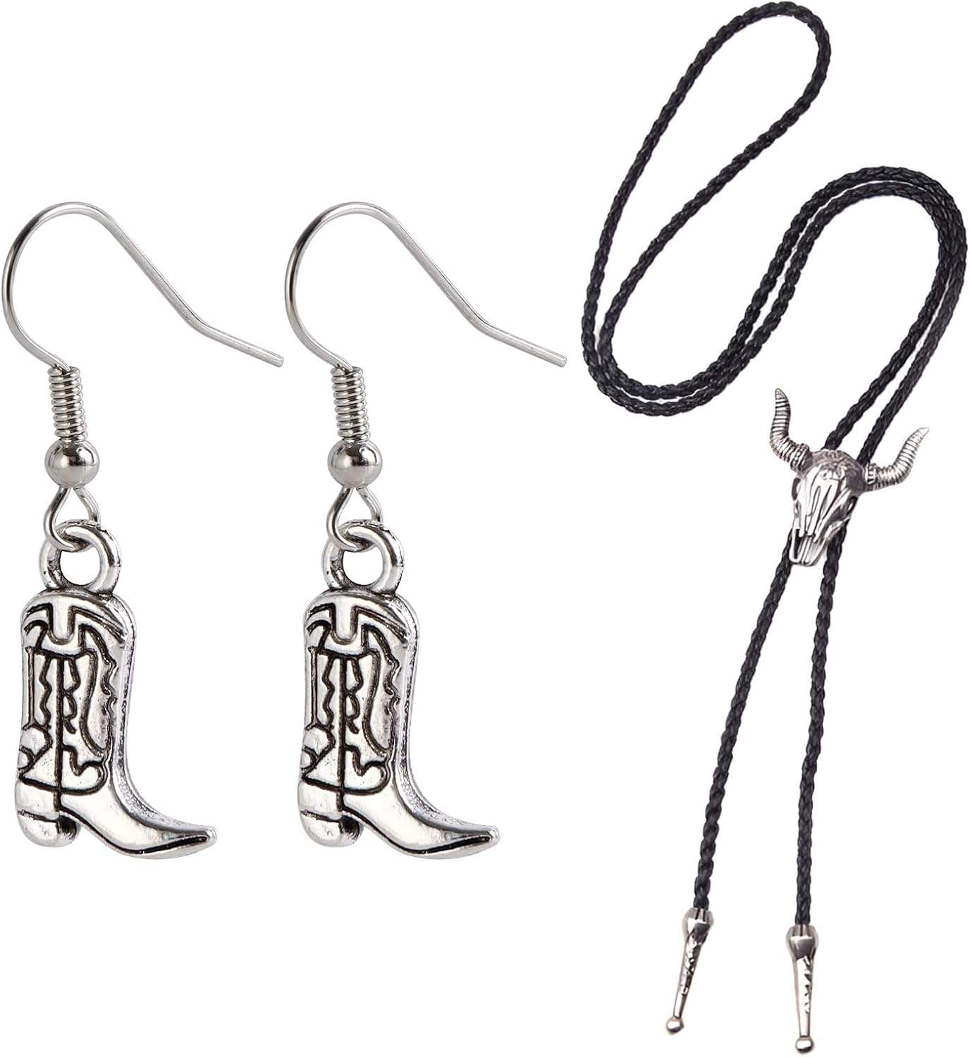 3PCS Cowgirl Accessories for Women,Cowboy Accessories for Women Set,Cowboy Necklace and Cowboy Earrings,Retro Western Boots Design,Fashionable Punk Style,Wild West Theme Gift
