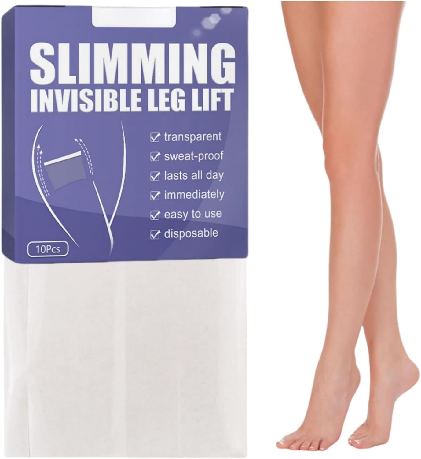 10PCS Body Tape for Skin Thigh Lift Tape,Invisiblely Leg Lifting Sticker,Body Tapes Double Sided,Immediately Leg and Thigh Lifters,All-Day Sweatproof Invisible Shaping Tapes,Sculpting and Tightening