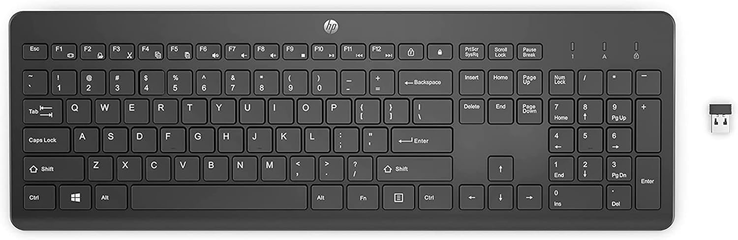 HP 230 Wireless Keyboard - Wireless Connection - Low-Profile, Quiet Design - Windows & Mac OS - Laptop, PC Compatible - Shortcut Keys & Number Pad - Long Battery Life (3L1E7AA#ABA),Black