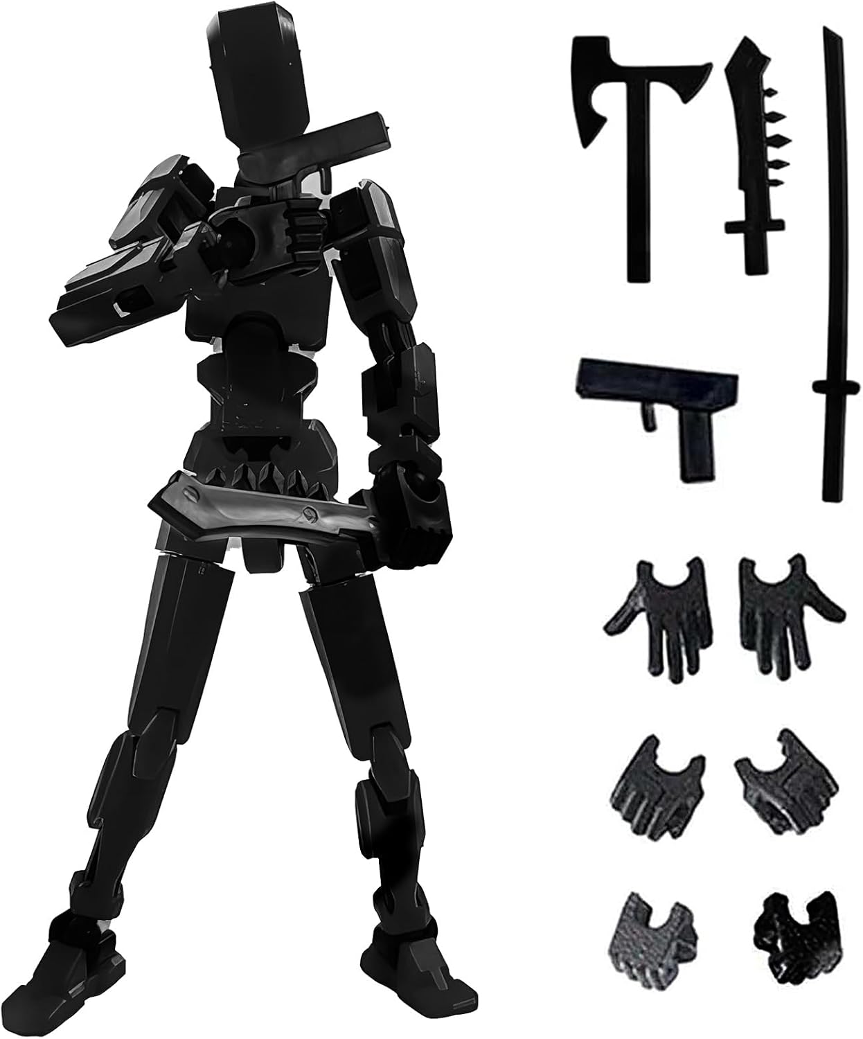 Titan 13 Action Figure, Action Figures, Titan 13 Action Figure 3D Printed Robot Multi-Jointed Movable, Desktop Decorations for Game Lovers（Black）