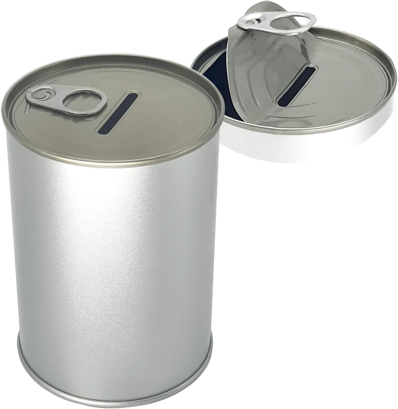 Metal Money Coin Piggy Bank No Break to Open Saving Box W/Easy-Open-End Lid for Adults Kids boy (Silver)