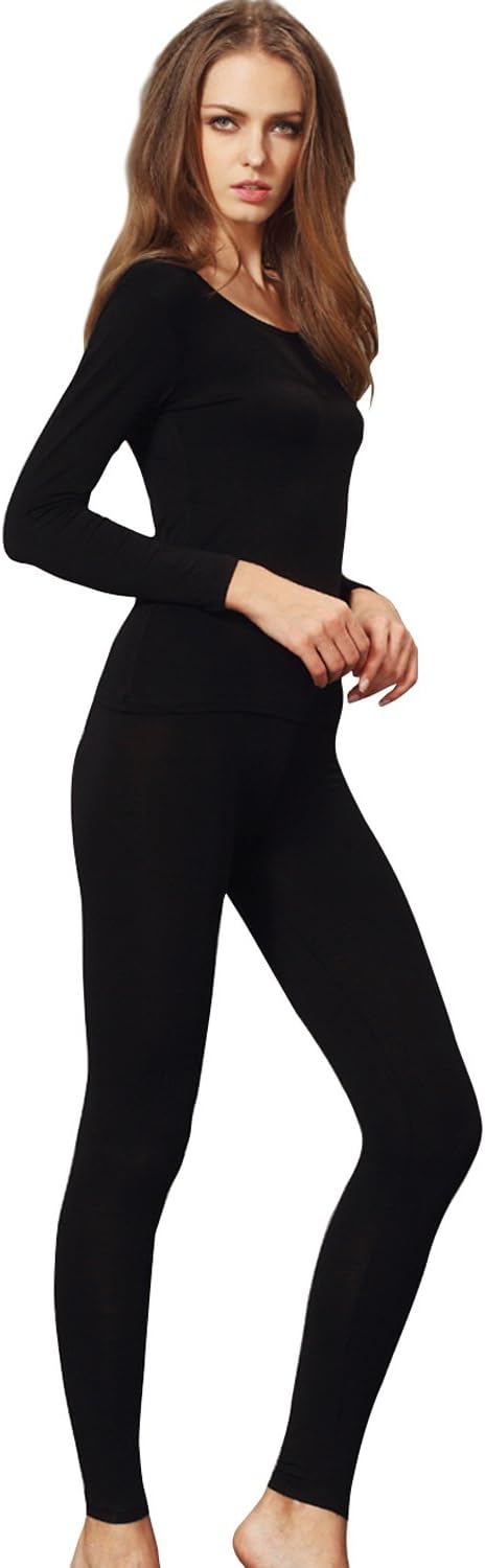 Liang Rou Women's Underwear Set, U-Cut Stretchy Thin Underwear, Leggings and Long Sleeve Shirt