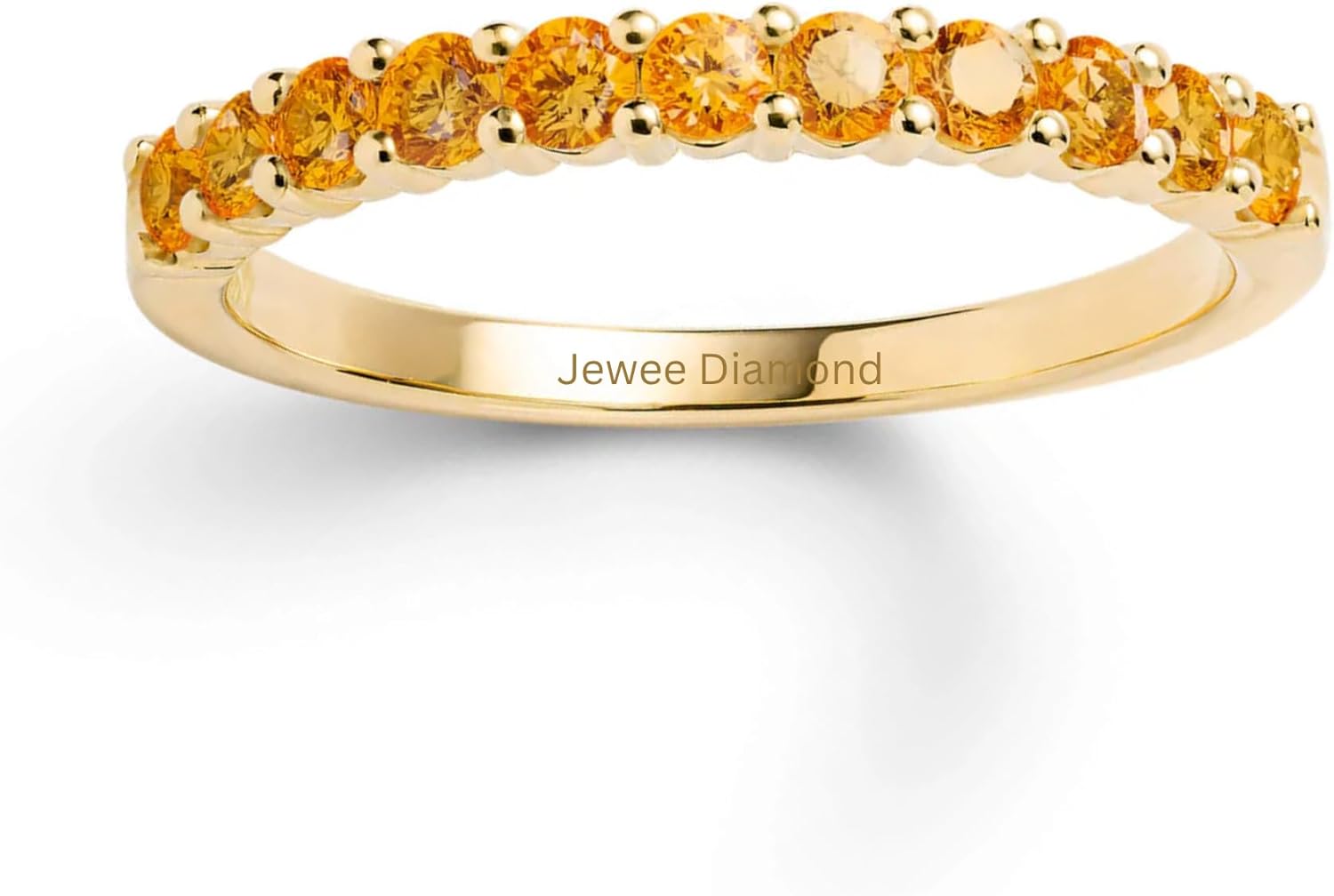 JEWEE DIAMOND 925 Sterling Silver Emerald Birthstone Ring for Women | Dainty May Birthstone Ring | Half Eternity Stackable Prong Set Ring | Mother’s Day Gift for Mom, Grandma, Bridesmaid, Her