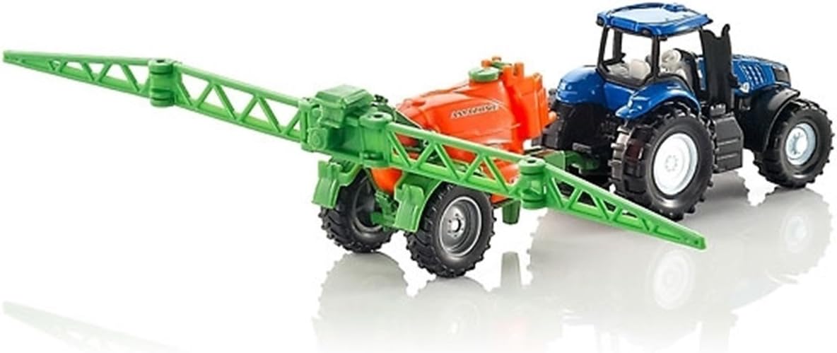 siku 1668, Tractor with Crop Sprayer, Metal,Plastic, Blue,Orange, Movable spray frame
