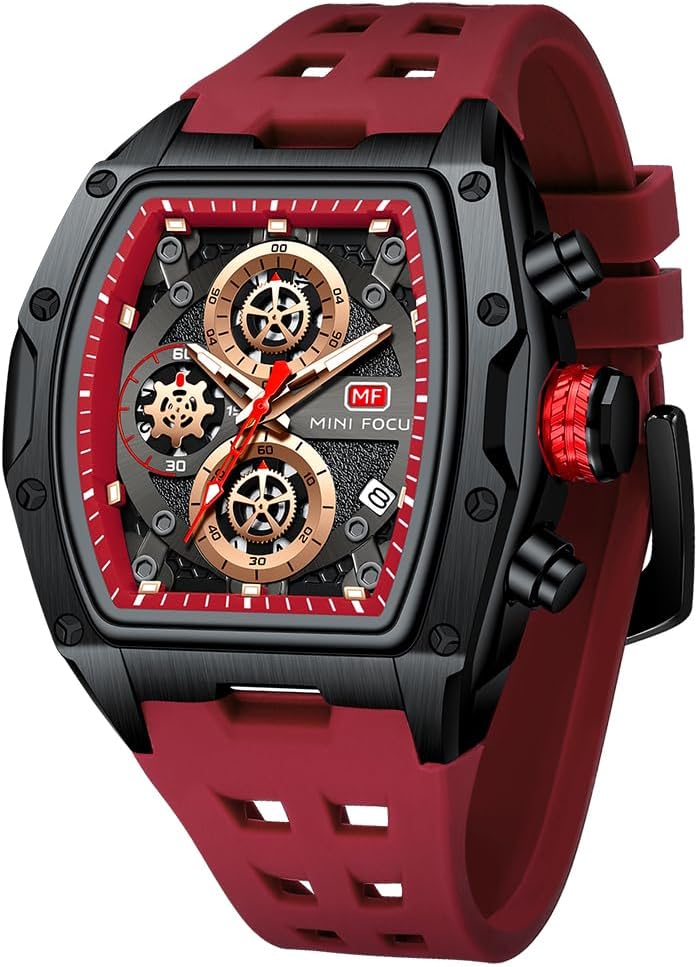 MF MINI FOCUS Men Watches Unique Casual Wrist Watches (Chronograph/Waterproof/Luminous/Calendar) Silicon Band Fashion Watches for Men