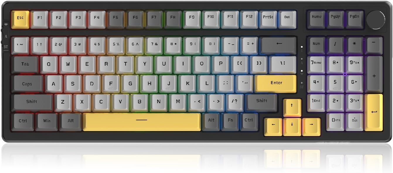 NACODEX AK992 99 Key Hot Swappable RGB Gasket Mount Keyboard | 4000mAh Bluetooth /2.4G /Wired PC Gaming Custom Keyboard with Volume Knob | OEM PBT Keycaps(Starry Night)