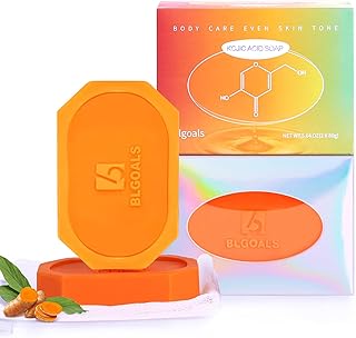 Kojic Acid Soap:Dark Spot Remover - Two Colors of Tumeric Soap with Pure Natural Kojic Acid and Retinol - Dark Spot Corrector Soap with a Foaming Net (160g, 2 Bars) Orange