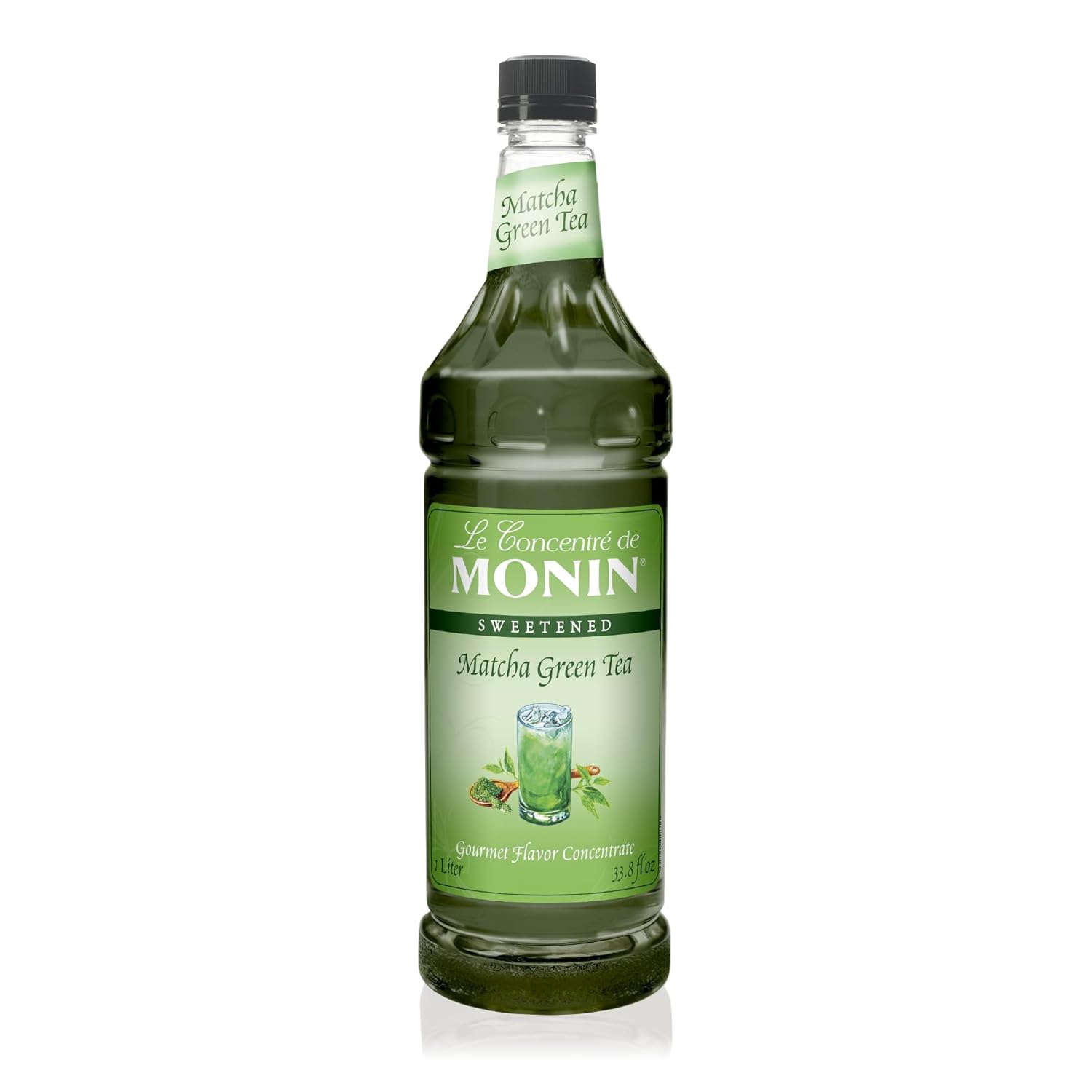 Monin - Matcha Green Tea Concentrate, Made with Organic Japanese Matcha Powder, 40mg Caffeine Per Serving, Great for Matcha Lattes, Lemonades, & Desserts, Non-GMO, Gluten-Free (Plastic, 1 Liter)
