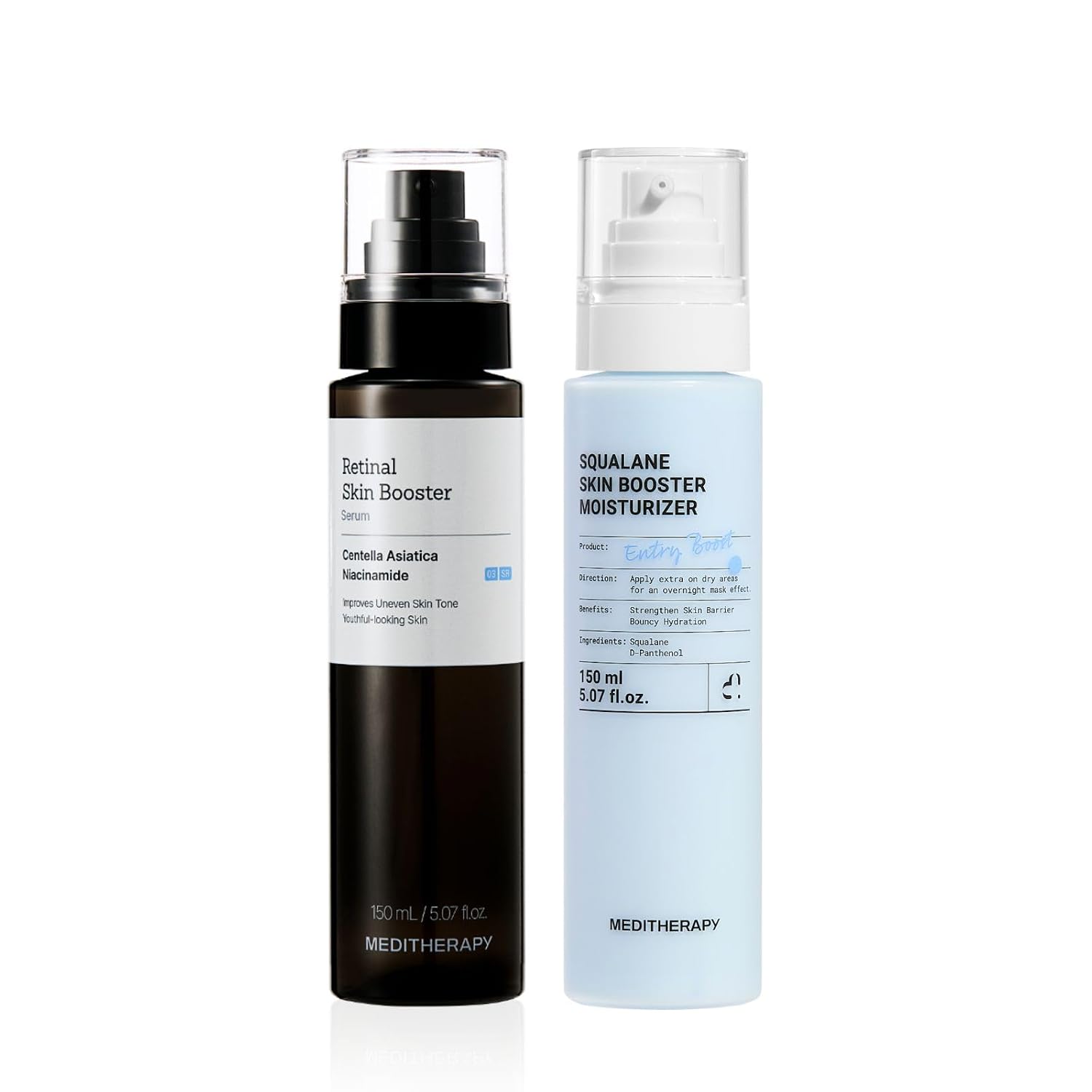 MEDITHERAPY Glow Recovery Booster Set - Retinal Skin Booster Serum + Squalance Skin Booster Moisturizer - Sensitive Dull Skin