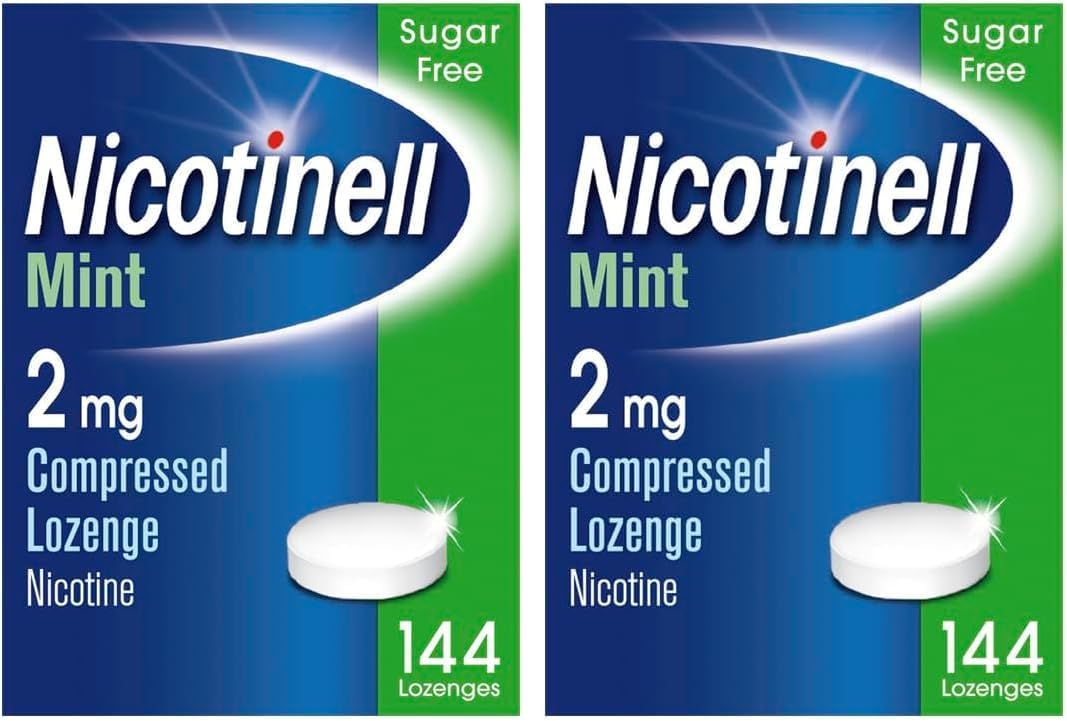 Nicotinell Nicotine Lozenge, Quit Smoking Aid, Sugar Free Mint Flavour, 2 mg, 144 Pieces (Pack of 2)