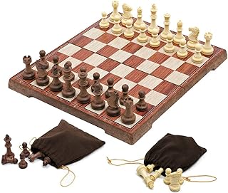 Magnetic Folding Chess Set,11"x 9.64" Portable Travel Chess Game Board Set,Magnetic Crafted Chess Pieces Storage with 2 Flannelette Bags,Perfect Kids Beginners and Adults