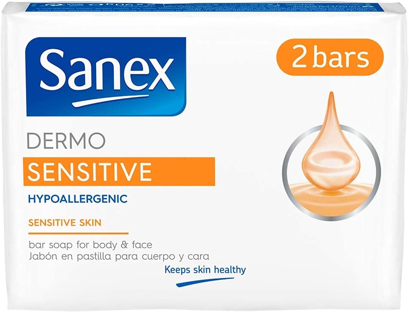 Sanex Sensitive Skin Bar Soap 90g 2 Pack - Hand Soap - Specifically developed for Sensitive Skin on the Face and Body