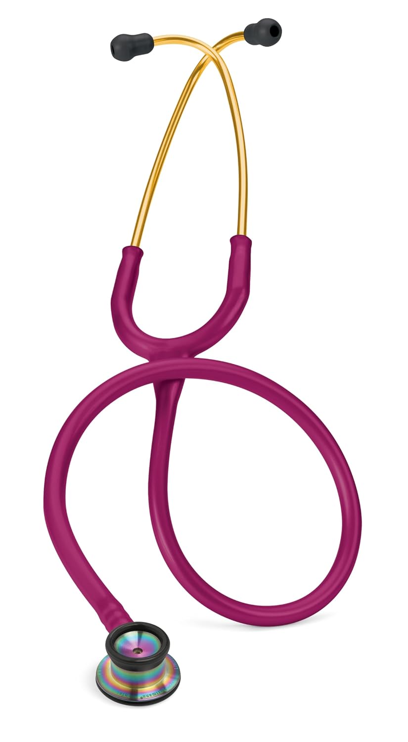 3M Littmann Classic II Infant Stethoscope, Rainbow-finish Chestpiece, Raspberry Tube, 28 inch, 2157