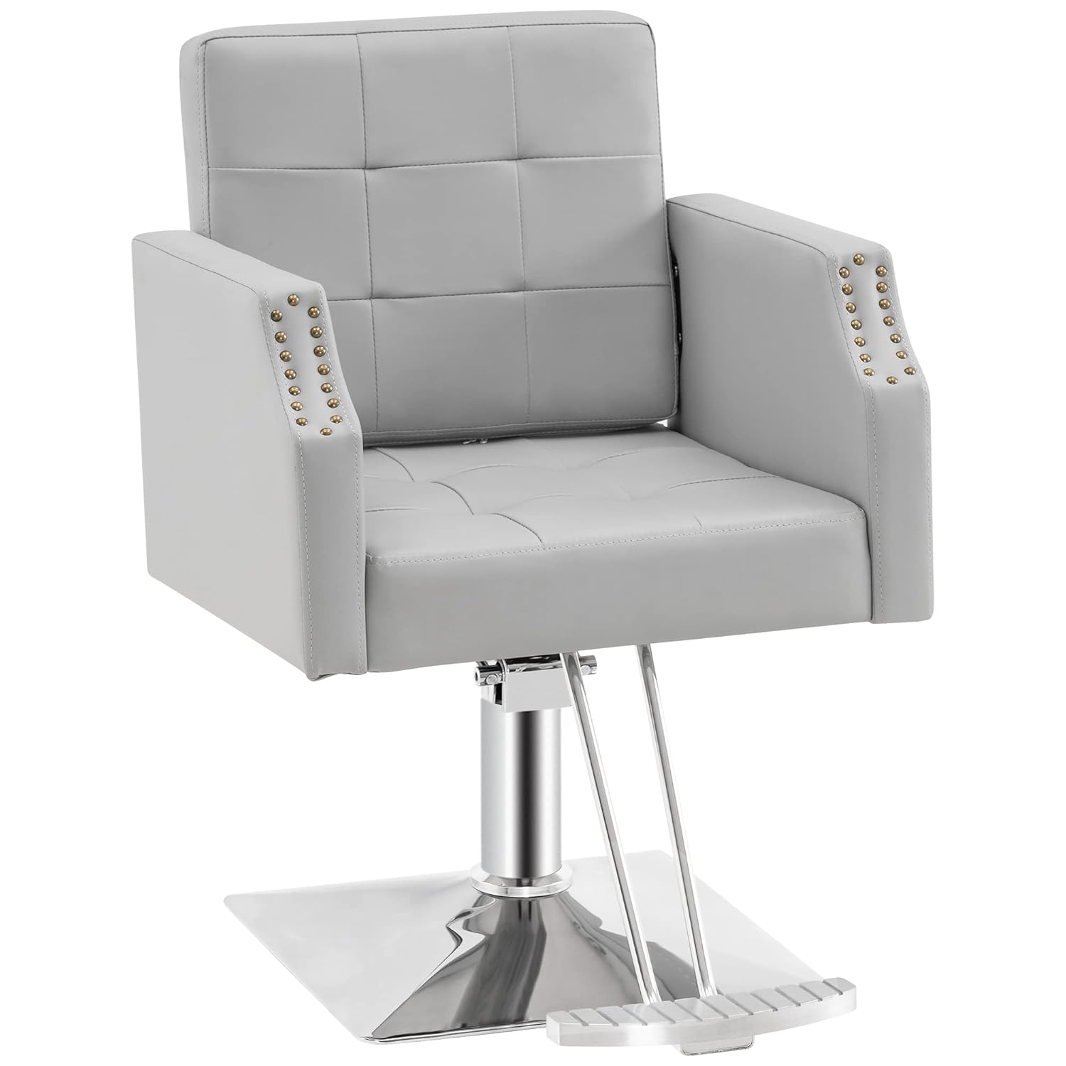 BarberPub Classic Salon Chair for Hair Stylist,Hydraulic Barber Styling Chair,Beauty Salon Spa Equipment 8818 (Grey)