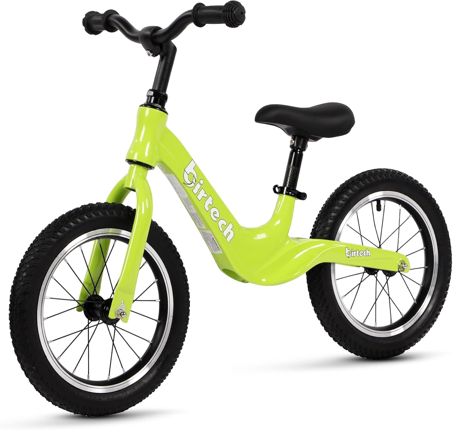Birtech 14" Balance Bike for Boys and Girls, Air Tires with Magnesium Alloy Frame, Lightweight No Pedal Kids' Bike for 3-6 Years Old, Training Bike with Adjustable Handlebar and Seat