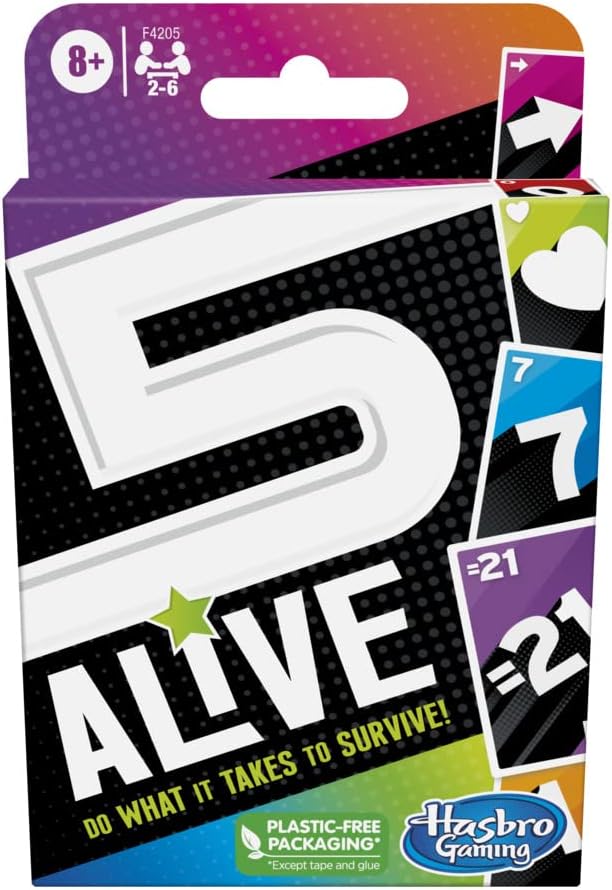 Hasbro Gaming 5 Alive, Fast-Paced Game Kids And Families, Family Quick Card Games 2 To 6 Players, Multicolor
