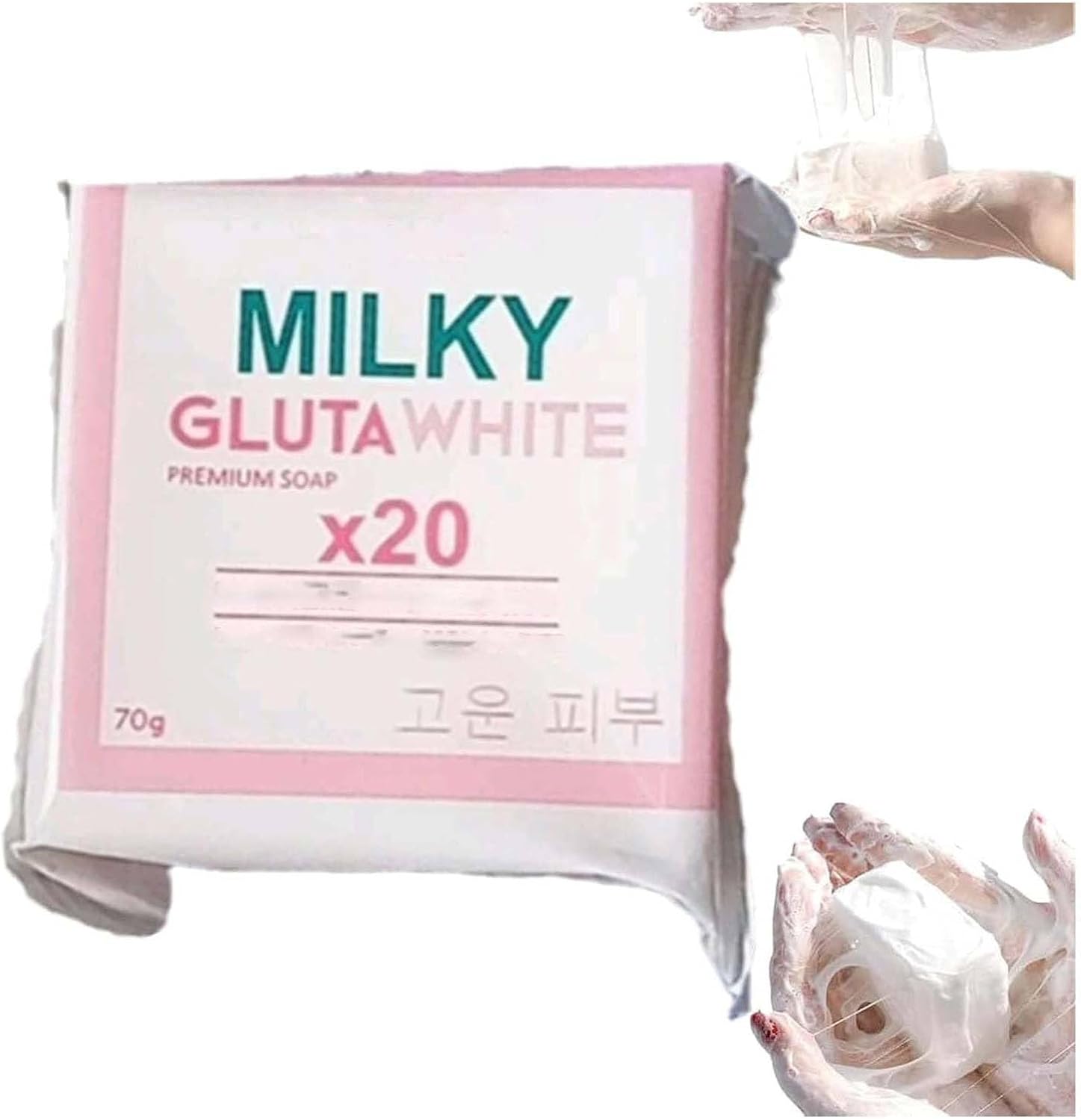 Milky Gluta White Soap 20 x, Glutamilk Bars Soaps, Gluta Milk Bar Soap, Even Tone Cleansing Face and Body Bar for Glowing Skin, Moisturizing, Sun Damage Skin, for Firming and brightening Skin (1)