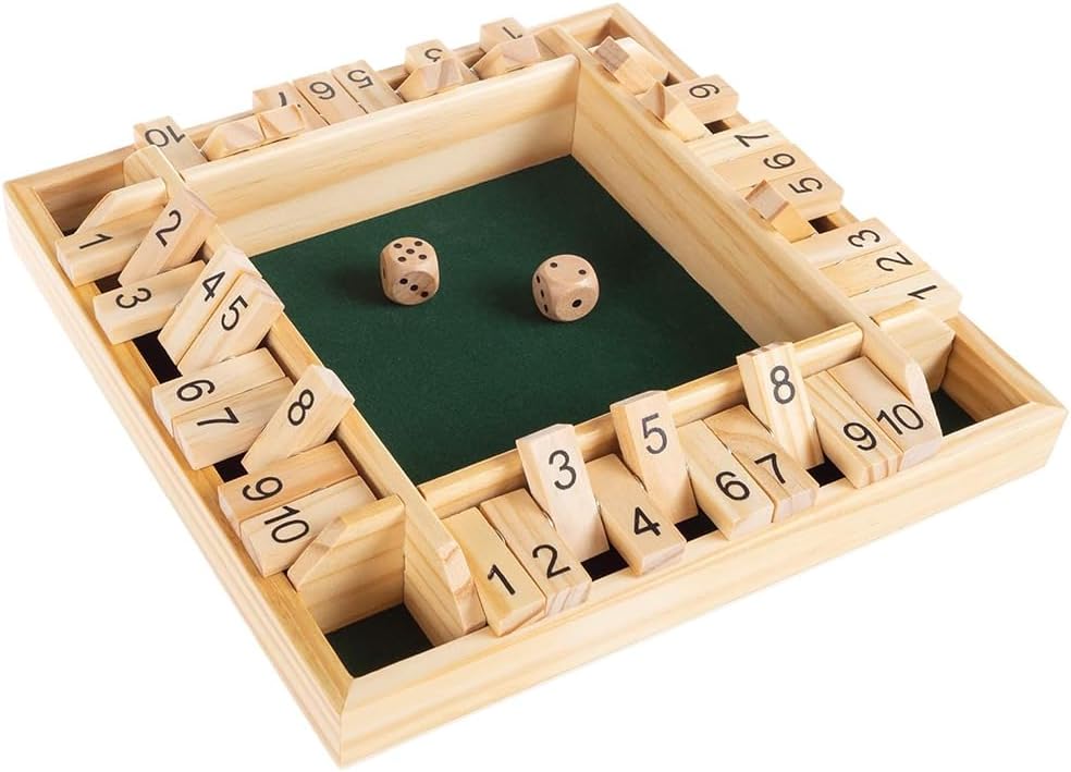 MUZAMMIL SHER | Shut the Box Game for 2-4 Players | Classic Wooden Board Game with 2 Dice, Fun Family Game, Educational Math Toy, Travel Game, Perfect for Kids & Adults, Strategy