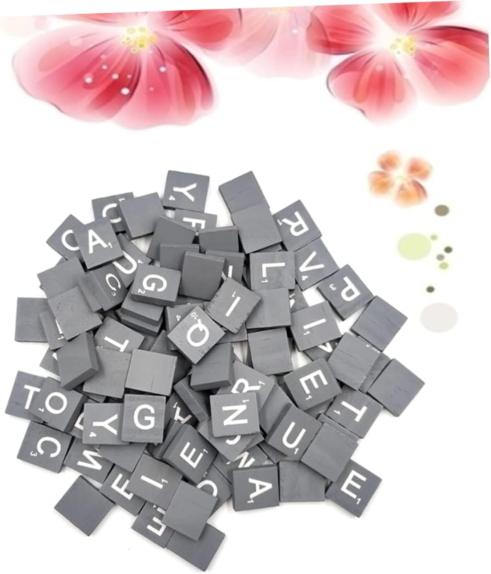 FELTECHELECTR 100pcs Grey Wooden Alphabet Blocks Boys and Girls Toys Boy Girl Games Blocks Decor Educational Wooden Cubes for Craft Projects