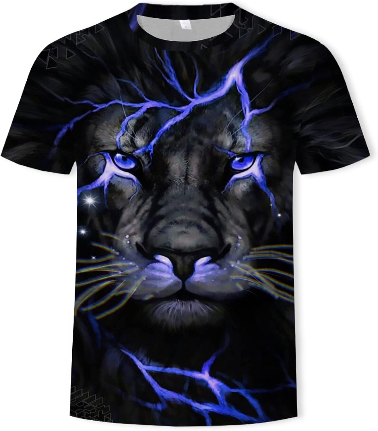 PRIOKNIKO T Shirts Men Lion Tiger 3D Digital Printing Crew Neck Short Sleeve