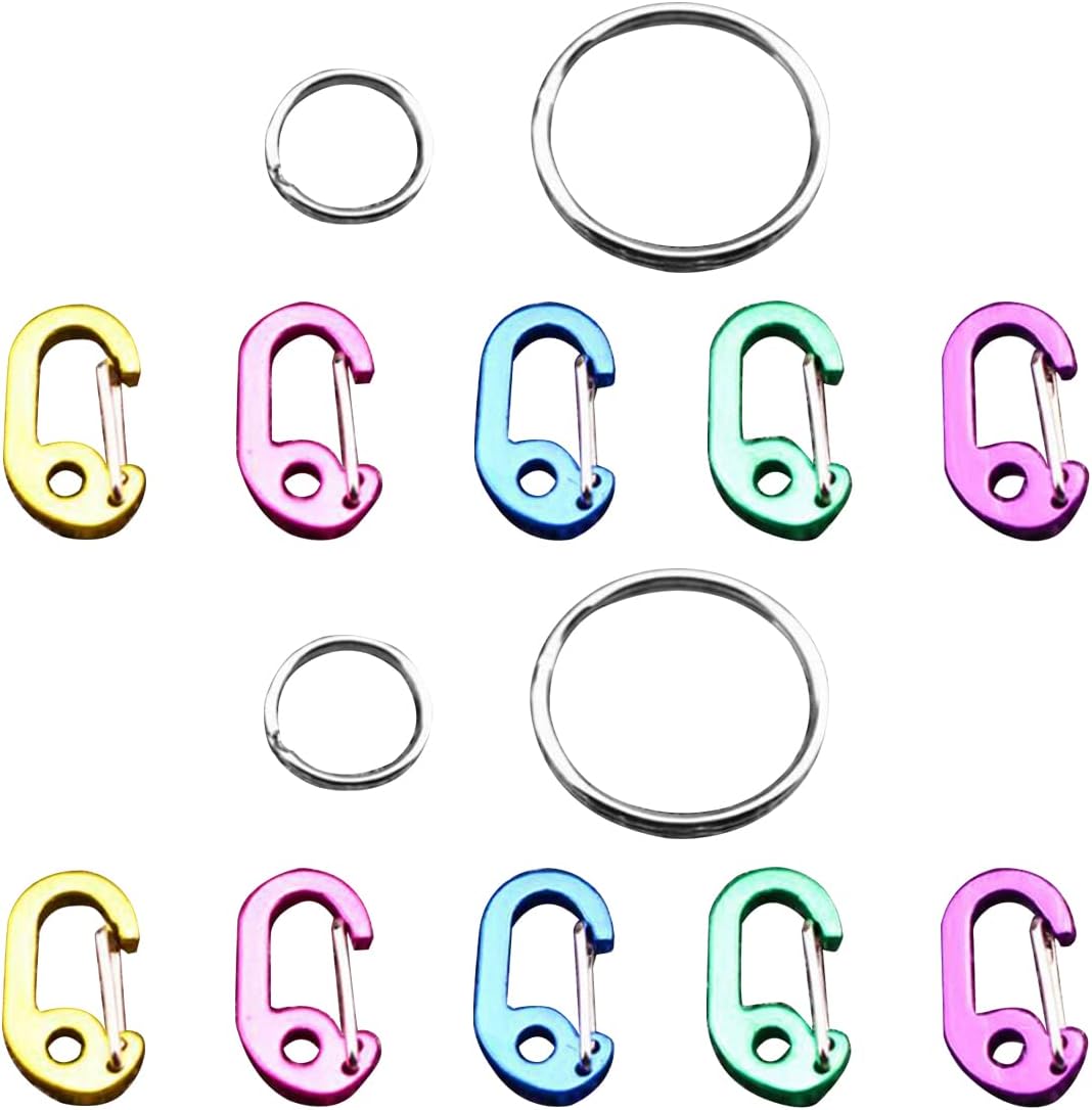 NA 10 Pieces Mini Carabiners Aluminum Alloy Keyring Clips D-Ring Carabiners for Camping, Fishing, Hiking, Traveling and Sports Outdoors