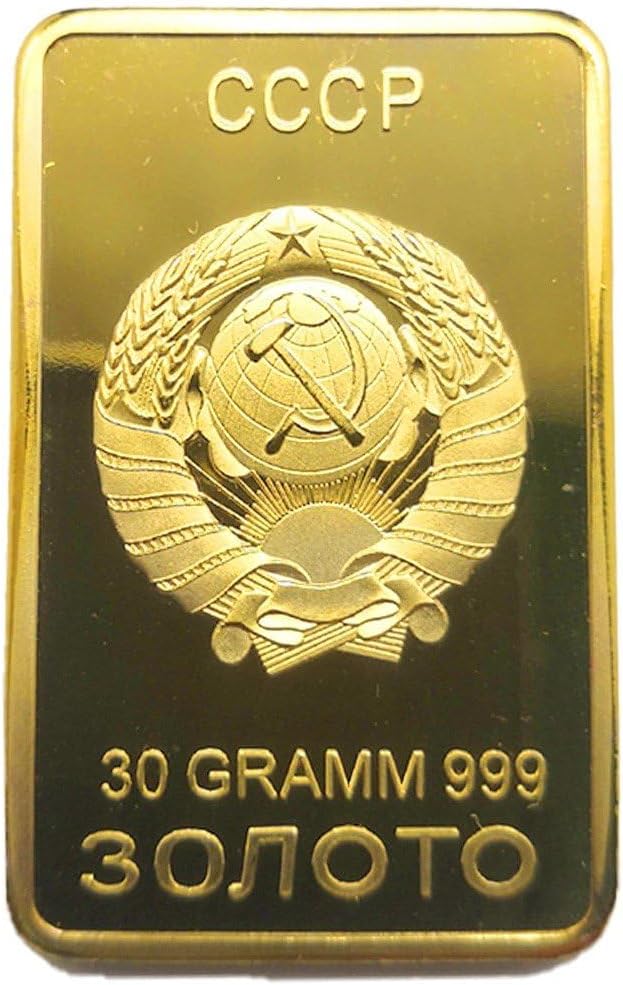 Bemvp Russia Ussr National Emblem Gold Bullion Bar Soviet Commemorative Souvenir Medallion Coin with Acrylic Protection Capsules Collectibles Home Decor