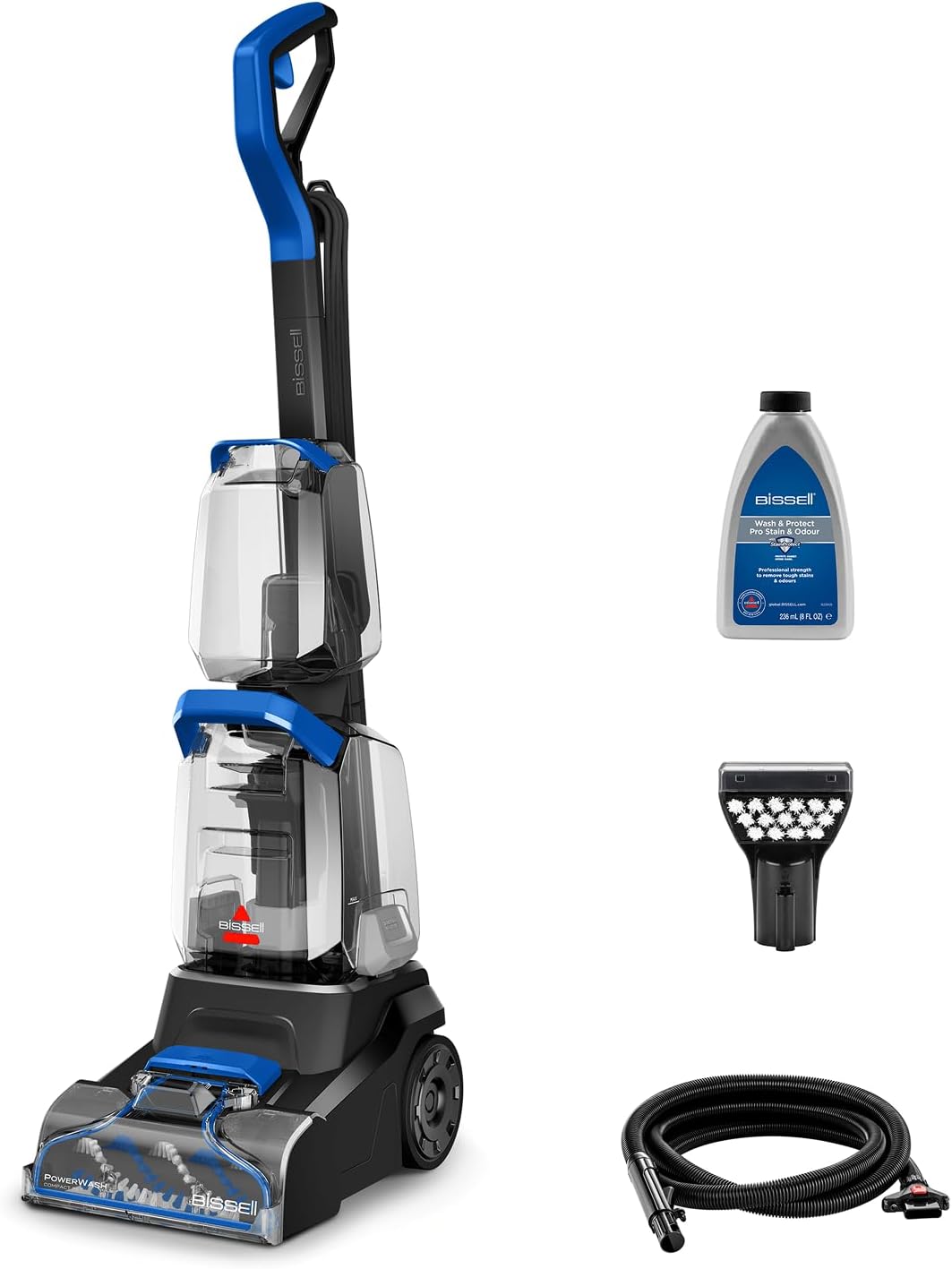BISSELL PowerWash Compact Pet Upright Carpet & Upholstery Cleaner 4058E | Compact carpet washer with removable hose and tools for upholstery, carpet, and area rug cleaning, Corded