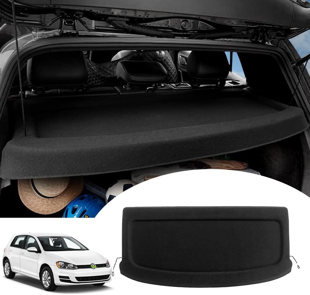 Powerty Cargo Cover for 2015-2018 2019 Volkswagen Golf Mk7 GTI Accessories Trunk Cover Board Luggage Cover Retractable Trunk Shielding Shade Cargo No Gap