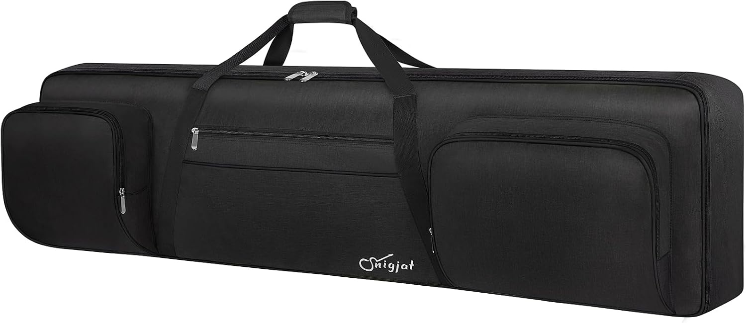 SNIGJAT 88 Key Keyboard Case Soft with Padded Shoulder Straps, All Black