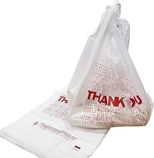 TashiBox Shopping Bags/Thank You Bags/Reusable and Disposable Grocery Bags - Measures 11.5"" X 6.25"" X 21"", 15mic, 0.6 Mil (308)", transparent (Bag-308)
