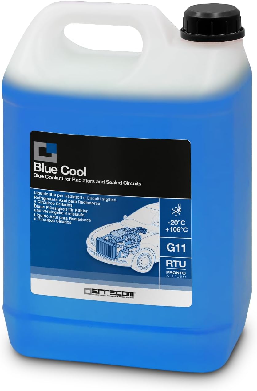 ERRECOM Blue Cool, Blue Coolant and Antifreeze -20°C/+106°C, Formulation with Nap Free inhibitor package, G11, Ready to Use, 5 Litre
