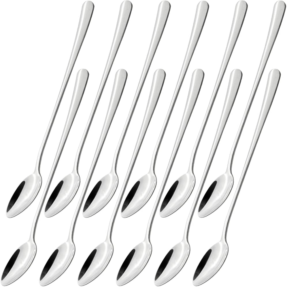 homEdge Stainless Steel Long Handle Spoon, 8.3 Inches Cocktail Stirring Spoons, Coffee Spoon,Set of 12