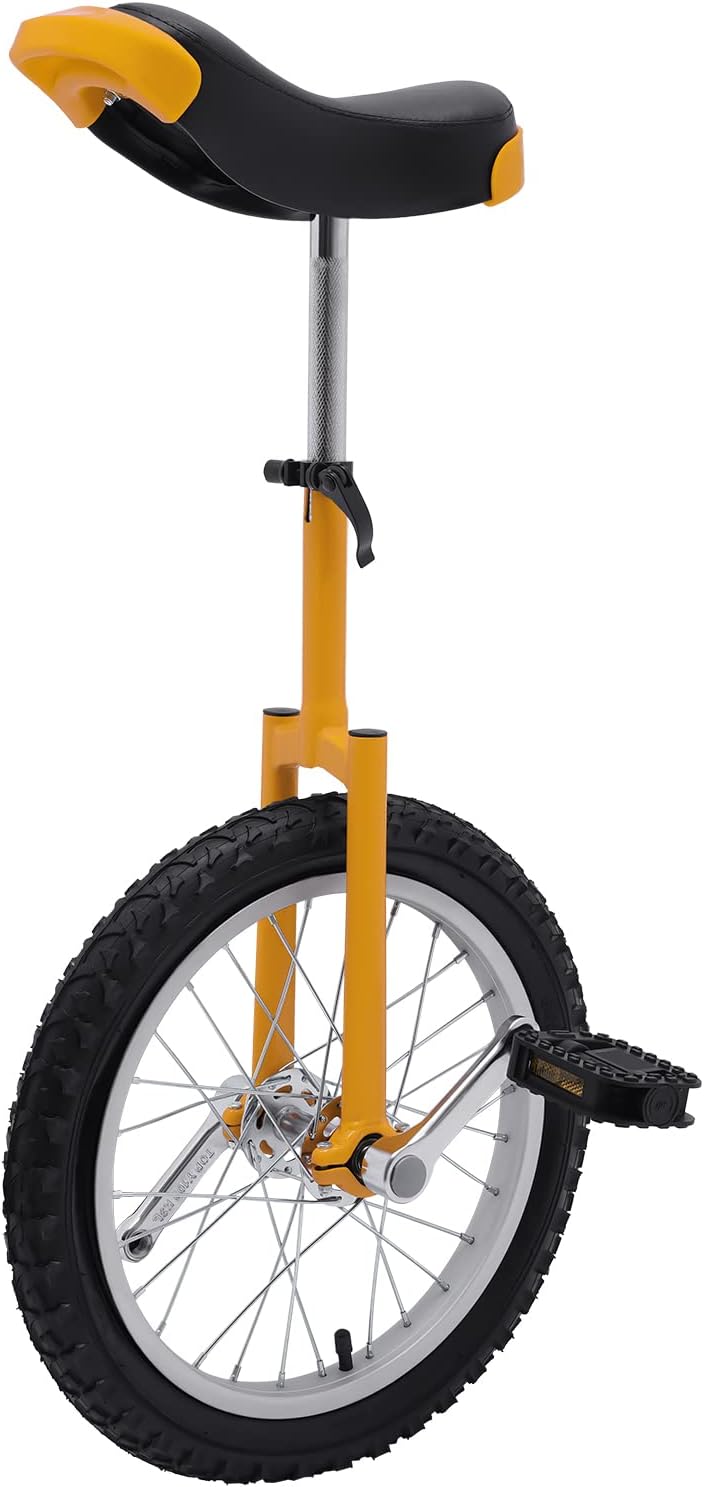 16/24 Inch Wheel Unicycle with Steel Rim, Unicycle Electric Wheel Skidproof Mountain Tire Cycling Sports Exercise with Adjustable Seat, Adults Kids Outdoor Sports Fitness Exercise Tool