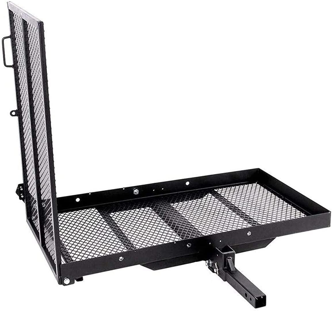 New Mobility Carrier Ramp Hitch Mounted 46.2 x 26.8 x 38.7 500 lbs for Wheelchair Electric Scooter Medical Disability with Rack Ramp Capacity Steel w/3" Rail Fit 2" Hitch Receiver SUV Truck Van Car