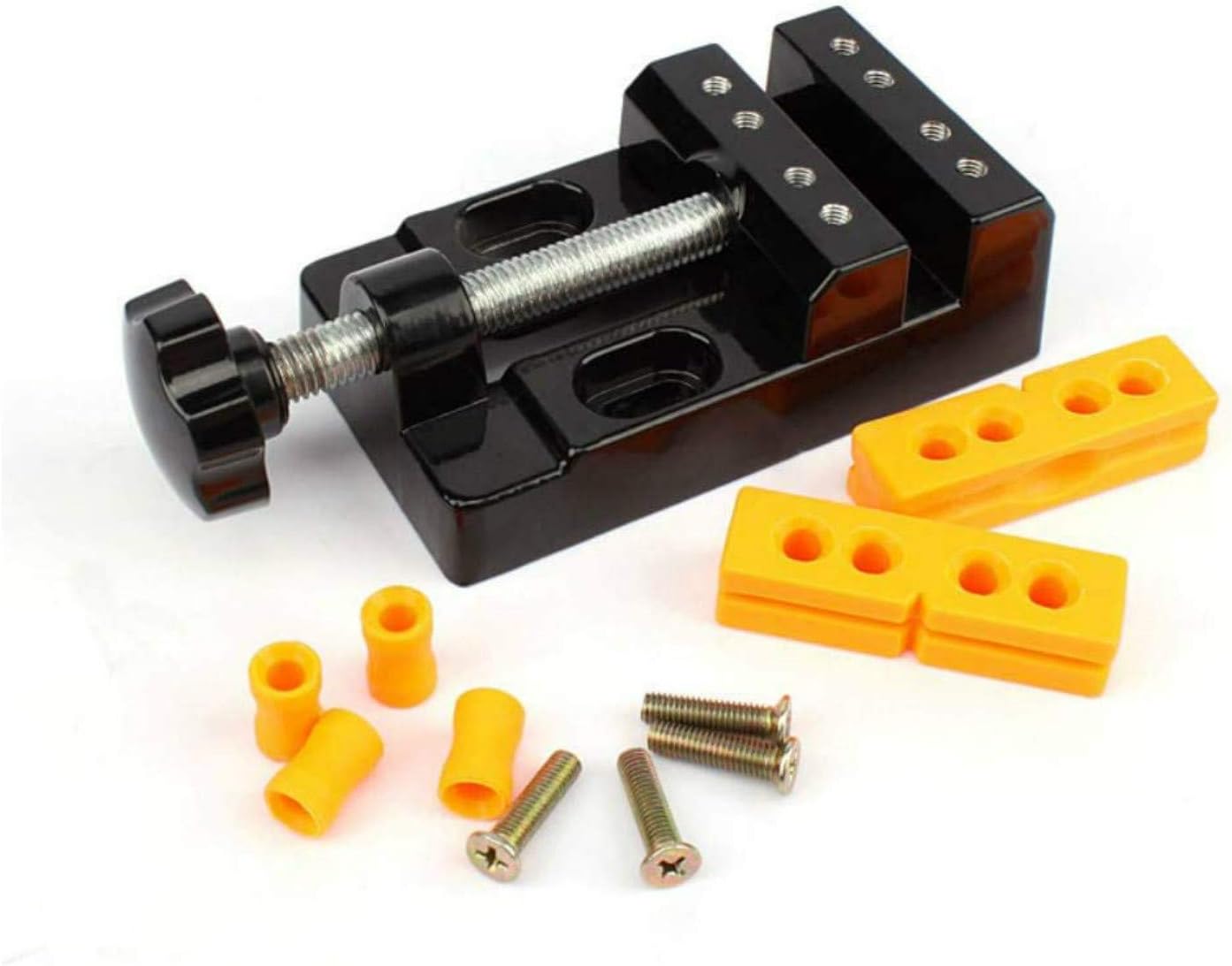 Sourcemall Flat Mini Bench Vise Tabletop Clamp Drill Press Vise Tools for Hobby Craft Sourcemall Mini Table Bench Vice,Mini Flat Clamp Table Jaw Bench Clamp for Craft Hobby Tool (Aluminum)