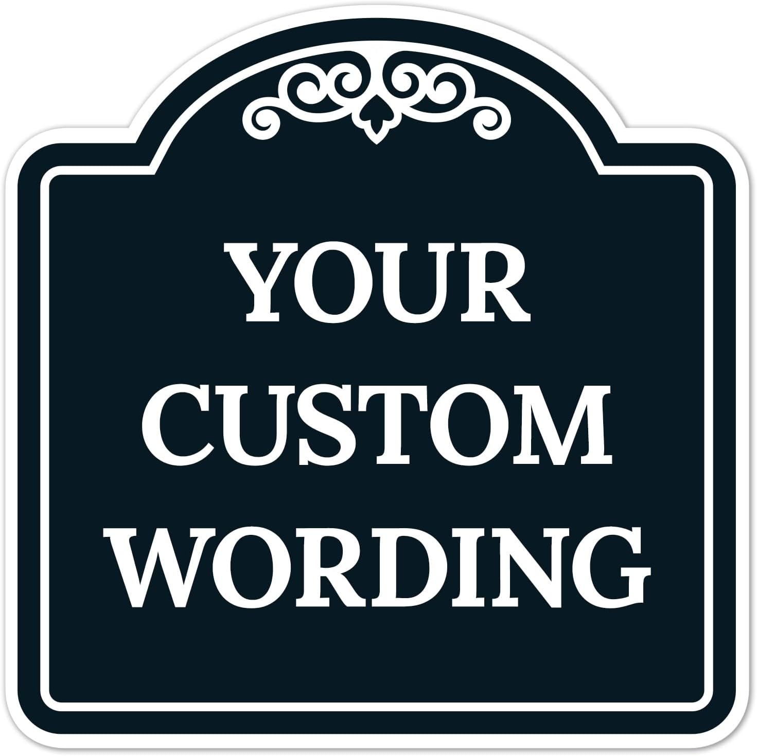 Custom Decorative Sign, Personalized Metal Sign for Business, Driveway, Home, Airbnb, Office Door Plaque, Black Background, 8x8 Inches, ACM, Fade Resistant, Made in USA