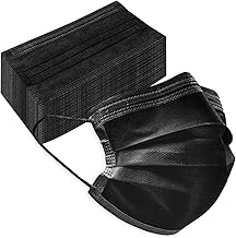 50 PCS Black Disposable Face Masks 3-Ply Filter Earloop Mouth Cover, Face Mask