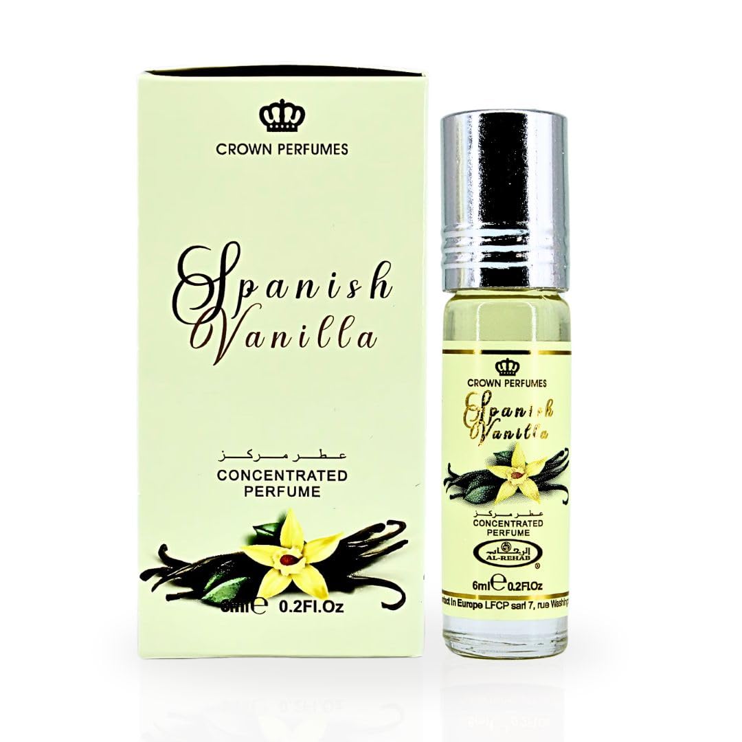 Al-Rehab Spanish Vanilla Perfume Oil 6ML (0.2 Oz) - Arabian Perfume Oils For Women - Long Lasting Concentrated Perfume Oil - A Luxurious Soft & Sweet Women's Fragrance For An Elegant Touch