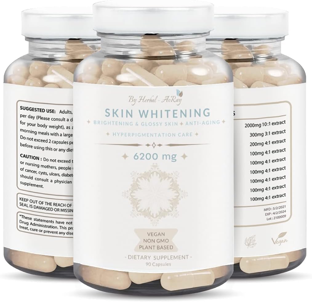 Glutathione Skin Whitening Pills with Collagen – Natural Skin Lightening Pills, Acne Scars & Dark Spot Remover, Skin Bleaching Supplement with Anti-Aging & Antioxidant Effect, 90 Vegan Capsules