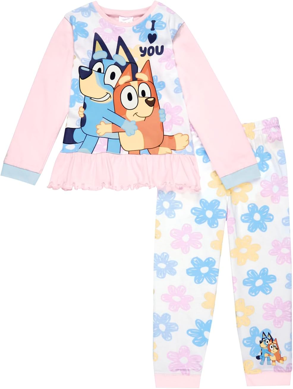 Bluey Girls Pyjamas And Bingo PJs Set for Girls | Girls Cotton Pyjamas With Frilled Top | Official Merchandise