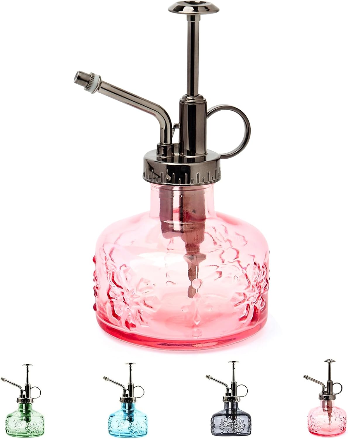 XXXFLOWER Glass Plant Mister Spray Bottle for Indoor Plant Spritzer Succulent Watering Bottle Tall Vintage Style with Bronze Plastic Top Pump