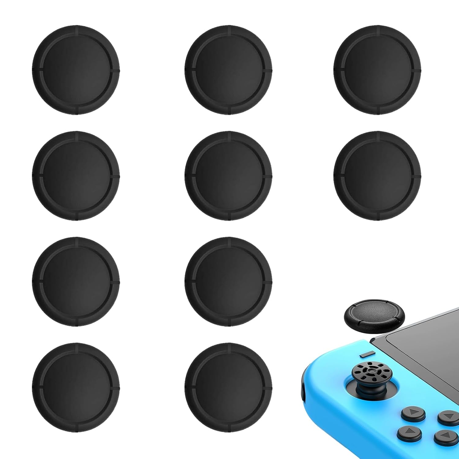 10Pcs, Replacement Joystick Covers for Nintendo Switch/Oled/Lite, Black