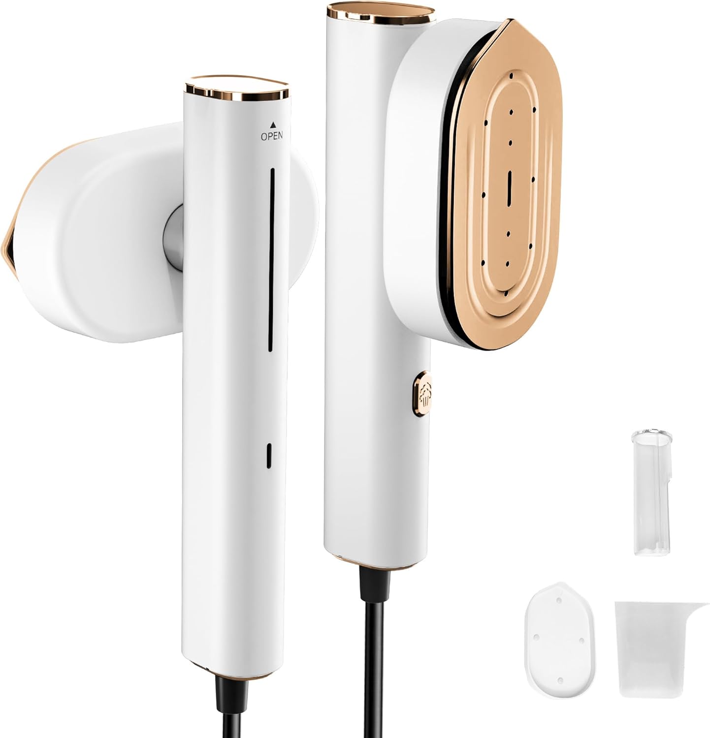 Handheld Clothes Steamer Travel Iron - 2 in 1 Mini Iron, Fast 20s Heat-UpHorizontal and Vertical Wrinkle Removal, Garment Steamer and Iron for Global Travel Office Home (White)